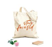 AILOONG Sacchetti portaoggetti in poliestere e cotone frase di calligrafia moderna per restare concentrati Tessuto spesso 340g/m² Scritta personalizzabile