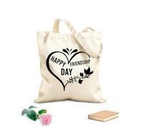AILOONG Sacchetti portaoggetti in poliestere e cotone Giornata mondiale dell'amicizia Tessuto spesso 12 once Scritta personalizzabile 31x36cm Media