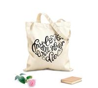 AILOONG Sacchetti portaoggetti in poliestere e cotone il mio amore non morirà mai scritto a mano decorativo Tessuto spesso 12 once Scritta personalizzabile 35x40cm Grande