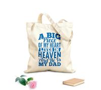 AILOONG Sacchetti portaoggetti in poliestere e cotone il mio cuore vive in cielo e lui è papà Tessuto spesso 340g/m² Scritta personalizzabile