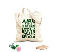 AILOONG Sacchetti portaoggetti in poliestere e cotone il mio cuore vive in cielo e lui è papà Tessuto spesso 340g/m² Scritta personalizzabile