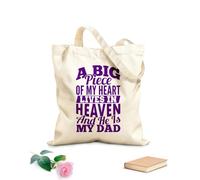 AILOONG Sacchetti portaoggetti in poliestere e cotone il mio cuore vive in cielo e lui è papà Tessuto spesso 340g/m² Scritta personalizzabile