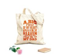 AILOONG Sacchetti portaoggetti in poliestere e cotone il mio cuore vive in cielo e lui è papà Tessuto spesso 340g/m² Scritta personalizzabile