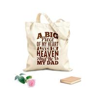 AILOONG Sacchetti portaoggetti in poliestere e cotone il mio cuore vive in cielo e lui è papà Tessuto spesso 340g/m² Scritta personalizzabile