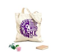 AILOONG Sacchetti portaoggetti in poliestere e cotone Io posso ogni cosa in Cristo che mi fortifica Tessuto spesso 340g/m² Scritta personalizzabile