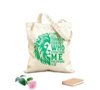 AILOONG Sacchetti portaoggetti in poliestere e cotone Io posso ogni cosa in Cristo che mi fortifica Tessuto spesso 340g/m² Scritta personalizzabile