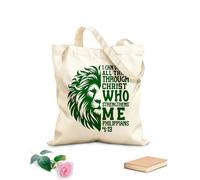 AILOONG Sacchetti portaoggetti in poliestere e cotone Io posso ogni cosa in Cristo che mi fortifica Tessuto spesso 340g/m² Scritta personalizzabile