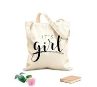 AILOONG Sacchetti portaoggetti in poliestere e cotone lettere scritte a mano è una ragazza Tessuto spesso 12 once Scritta personalizzabile 31x36cm Media