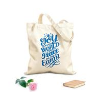 AILOONG Sacchetti portaoggetti in poliestere e cotone lettering a mano con parole gioia per la pace nel mondo Tessuto spesso 340g/m² Scritta personalizzabile