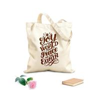 AILOONG Sacchetti portaoggetti in poliestere e cotone lettering a mano con parole gioia per la pace nel mondo Tessuto spesso 340g/m² Scritta personalizzabile