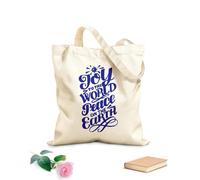 AILOONG Sacchetti portaoggetti in poliestere e cotone lettering a mano con parole gioia per la pace nel mondo Tessuto spesso 340g/m² Scritta personalizzabile