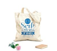 AILOONG Sacchetti portaoggetti in poliestere e cotone lettering a mano con versetto della Bibbia cerca e tu Tessuto spesso 340g/m² Scritta personalizzabile