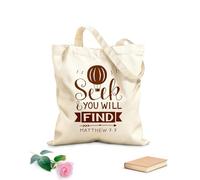 AILOONG Sacchetti portaoggetti in poliestere e cotone lettering a mano con versetto della Bibbia cerca e tu Tessuto spesso 340g/m² Scritta personalizzabile