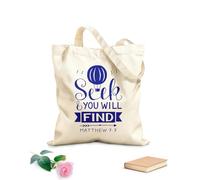 AILOONG Sacchetti portaoggetti in poliestere e cotone lettering a mano con versetto della Bibbia cerca e tu Tessuto spesso 340g/m² Scritta personalizzabile