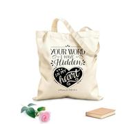 AILOONG Sacchetti portaoggetti in poliestere e cotone lettering a mano con versetto della Bibbia la tua parola io ho Tessuto spesso 12 once Scritta personalizzabile 35x40cm Grande