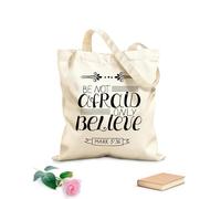 AILOONG Sacchetti portaoggetti in poliestere e cotone lettering a mano non aver paura, credi solo Tessuto spesso 12 once Scritta personalizzabile 31x36cm Media