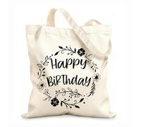 AILOONG Sacchetti portaoggetti in poliestere e cotone lettering e calligrafia moderna buon compleanno Tessuto spesso 12 once Scritta personalizzabile 25x30cm Piccola