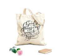 AILOONG Sacchetti portaoggetti in poliestere e cotone lettering positivo, succederanno cose belle Tessuto spesso 12 once Scritta personalizzabile 35x40cm Grande