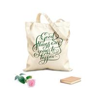 AILOONG Sacchetti portaoggetti in poliestere e cotone lettering positivo, succederanno cose belle Tessuto spesso 340g/m² Scritta personalizzabile