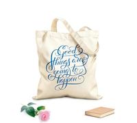 AILOONG Sacchetti portaoggetti in poliestere e cotone lettering positivo, succederanno cose belle Tessuto spesso 340g/m² Scritta personalizzabile