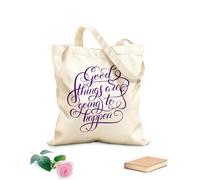 AILOONG Sacchetti portaoggetti in poliestere e cotone lettering positivo, succederanno cose belle Tessuto spesso 340g/m² Scritta personalizzabile