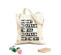 AILOONG Sacchetti portaoggetti in poliestere e cotone Non aver paura di fallire, provaci Tessuto spesso 12 once Scritta personalizzabile 31x36cm Media