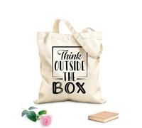 AILOONG Sacchetti portaoggetti in poliestere e cotone pensa fuori dagli schemi Tessuto spesso 12 once Scritta personalizzabile 25x30cm Piccola