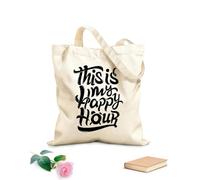 AILOONG Sacchetti portaoggetti in poliestere e cotone questo è il mio happy hour motivazionale sportivo fitness Tessuto spesso 12 once Scritta personalizzabile 25x30cm Piccola