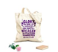 AILOONG Sacchetti portaoggetti in poliestere e cotone scritta a mano con versetto biblico gloria a Dio Tessuto spesso 340g/m² Scritta personalizzabile