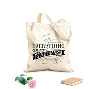 AILOONG Sacchetti portaoggetti in poliestere e cotone scritte a mano con versi della Bibbia in ogni cosa Tessuto spesso 12 once Scritta personalizzabile 31x36cm Media