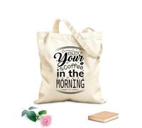 AILOONG Sacchetti portaoggetti in poliestere e cotone Tè al caffè Goditi il tuo caffè al mattino Tessuto spesso 12 once Scritta personalizzabile 31x36cm Media