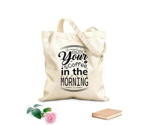 AILOONG Sacchetti portaoggetti in poliestere e cotone Tè al caffè Goditi il tuo caffè al mattino Tessuto spesso 12 once Scritta personalizzabile 31x36cm Media