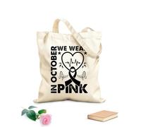 AILOONG Sacchetti portaoggetti in poliestere e cotone Tessuto spesso 12 once A ottobre indossiamo il rosa Scritta personalizzabile 35x40cm Grande