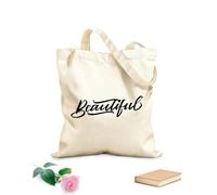 AILOONG Sacchetti portaoggetti in poliestere e cotone Tessuto spesso 12 once bella parola scritta a mano con un pennello Scritta personalizzabile 31x36cm Media