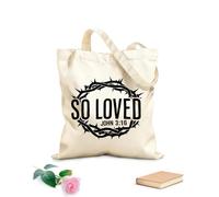 AILOONG Sacchetti portaoggetti in poliestere e cotone Tessuto spesso 12 once così amato fede croce cristiano Scritta personalizzabile 25x30cm Piccola