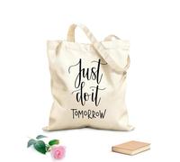 AILOONG Sacchetti portaoggetti in poliestere e cotone Tessuto spesso 12 once fallo e basta domani motivazionale Scritta personalizzabile 35x40cm Grande