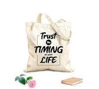 AILOONG Sacchetti portaoggetti in poliestere e cotone Tessuto spesso 12 once fidati dei tempi della tua vita citazioni cristiane Scritta personalizzabile 31x36cm Media