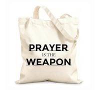 AILOONG Sacchetti portaoggetti in poliestere e cotone Tessuto spesso 12 once la preghiera è un'arma Scritta personalizzabile 35x40cm Grande