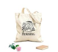 AILOONG Sacchetti portaoggetti in poliestere e cotone Tessuto spesso 12 once la scritta a mano con il versetto della Bibbia la sua misericordia è nuova Scritta personalizzabile 31x36cm Media