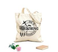 AILOONG Sacchetti portaoggetti in poliestere e cotone Tessuto spesso 12 once lei è forte proverbi dono gesù Scritta personalizzabile 35x40cm Grande