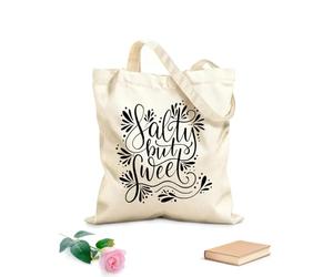 AILOONG Sacchetti portaoggetti in poliestere e cotone Tessuto spesso 12 once lettere salate ma dolci Scritta personalizzabile 31x36cm Media