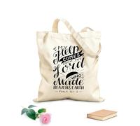 AILOONG Sacchetti portaoggetti in poliestere e cotone Tessuto spesso 12 once lettering a mano con versetto della Bibbia il mio aiuto viene da Scritta personalizzabile 25x30cm Piccola