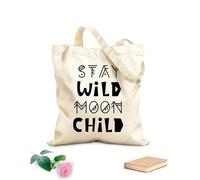 AILOONG Sacchetti portaoggetti in poliestere e cotone Tessuto spesso 12 once poster motivazionale per bambini Stay Wild Moon Child Scritta personalizzabile 31x36cm Media