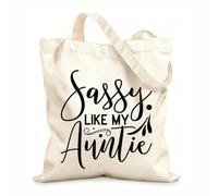 AILOONG Sacchetti portaoggetti in poliestere e cotone Tessuto spesso 12 once regalo carino per nipote da parte della zia, abbinato a Sassy Like Scritta personalizzabile 35x40cm Grande