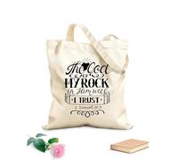 AILOONG Sacchetti portaoggetti in poliestere e cotone Tessuto spesso 12 once scrivendo a mano il dio della mia roccia in lui lo farò Scritta personalizzabile 25x30cm Piccola