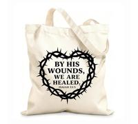 AILOONG Sacchetti portaoggetti in poliestere e cotone Tessuto spesso 12 once tipografia dei versetti della Bibbia cristiana basata sulla fede Scritta personalizzabile 25x30cm Piccola