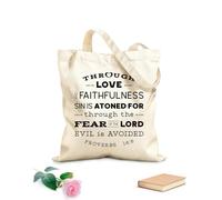 AILOONG Sacchetti portaoggetti in poliestere e cotone Tessuto spesso 12 once versetto biblico dell'Antico Testamento Scritta personalizzabile 31x36cm Media