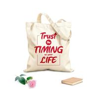 AILOONG Sacchetti portaoggetti in poliestere e cotone Tessuto spesso 340g/m² fidati dei tempi della tua vita citazioni cristiane Scritta personalizzabile