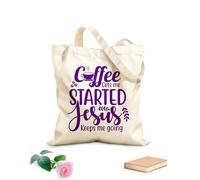 AILOONG Sacchetti portaoggetti in poliestere e cotone Tessuto spesso 340g/m² Il caffè mi fa iniziare Gesù, sto andando Scritta personalizzabile