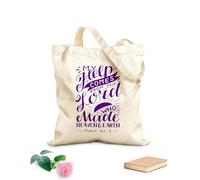 AILOONG Sacchetti portaoggetti in poliestere e cotone Tessuto spesso 340g/m² lettering a mano con versetto della Bibbia il mio aiuto viene da Scritta personalizzabile